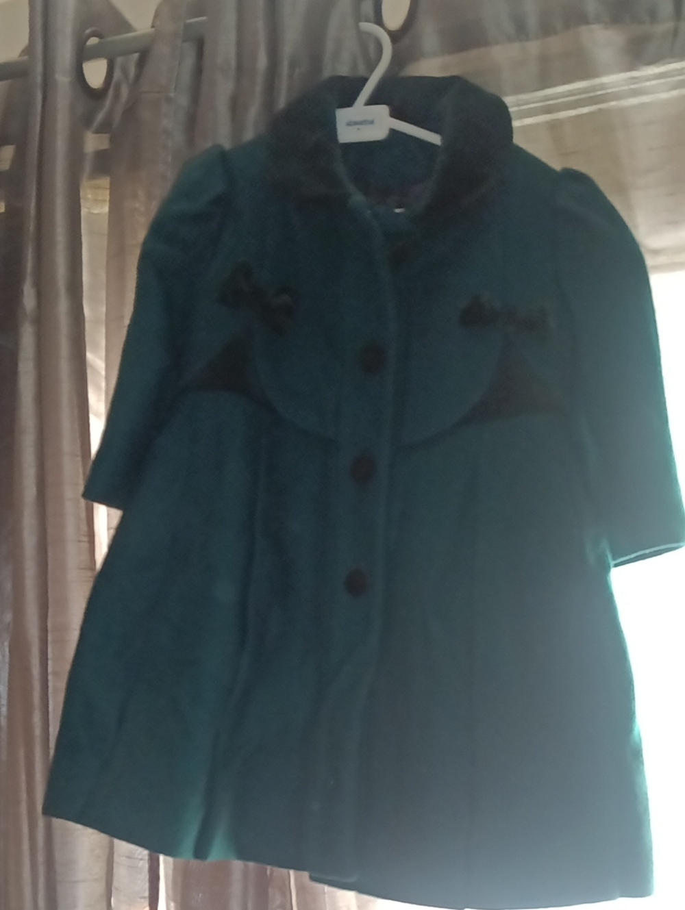 Rothschild Teal Girls' Wool-Blend Cape Coat with Decorative Trim